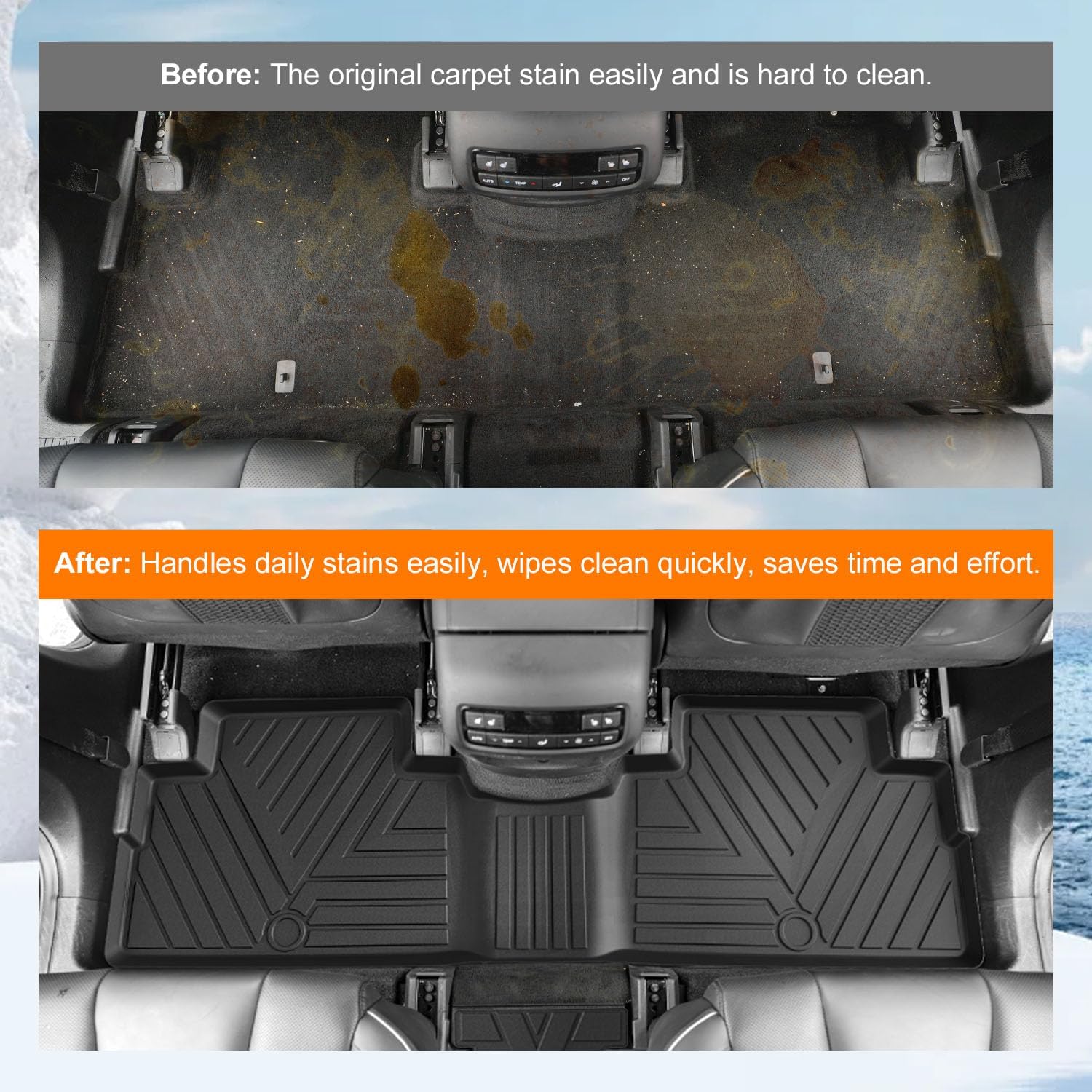 powoq Floor Mats Compatible with 2020-2025 Hyundai Palisade Trunk Mat Backrest Mat 7-Seat Cargo Liner Replacement for Hyundai Palisade Accessories (Trunk Backrest Mat+2nd Backrest Mat+Floor Mat)