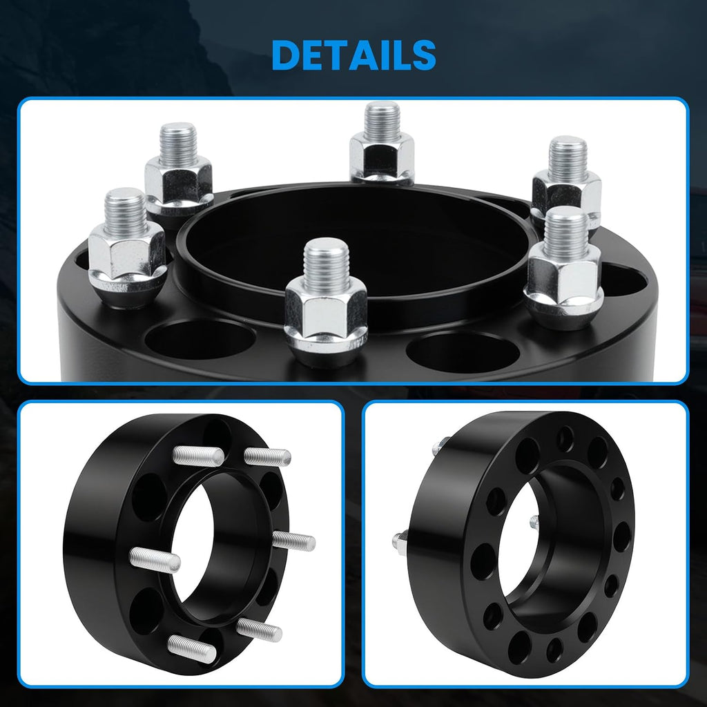 6x5.5 Wheel Spacers Hubcentric Real Forged Spacers Center Bore 106mm M12x1.5 Studs for Tacoma, 2'(50.8mm) 4Runner GX460 Tundra FJ Cruiser GX470 Sequoia Fortuner Ventury for 6 lug Set of 4 Black