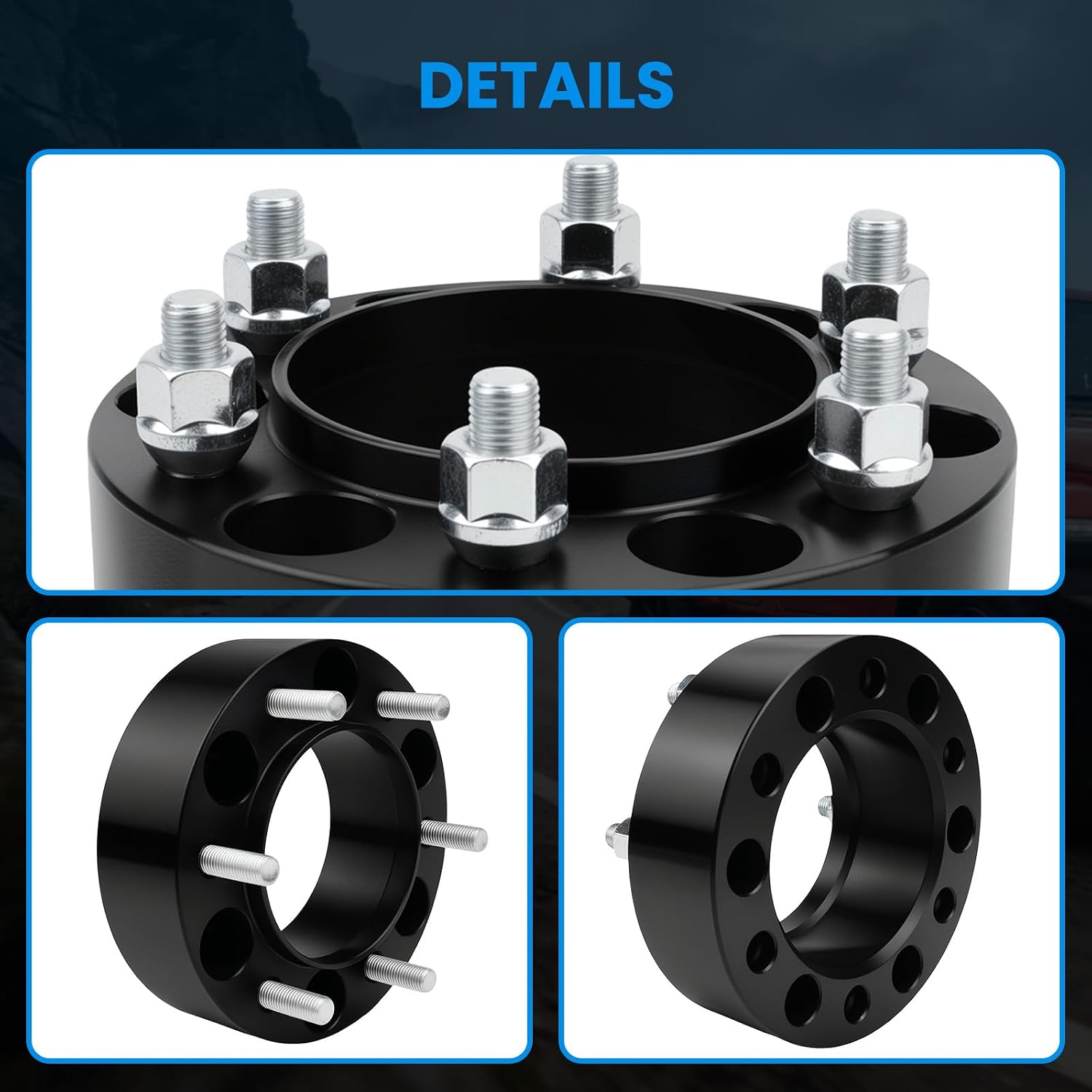 6x5.5 Wheel Spacers Hubcentric Real Forged Spacers Center Bore 106mm M12x1.5 Studs for Tacoma, 2'(50.8mm) 4Runner GX460 Tundra FJ Cruiser GX470 Sequoia Fortuner Ventury for 6 lug Set of 4 Black