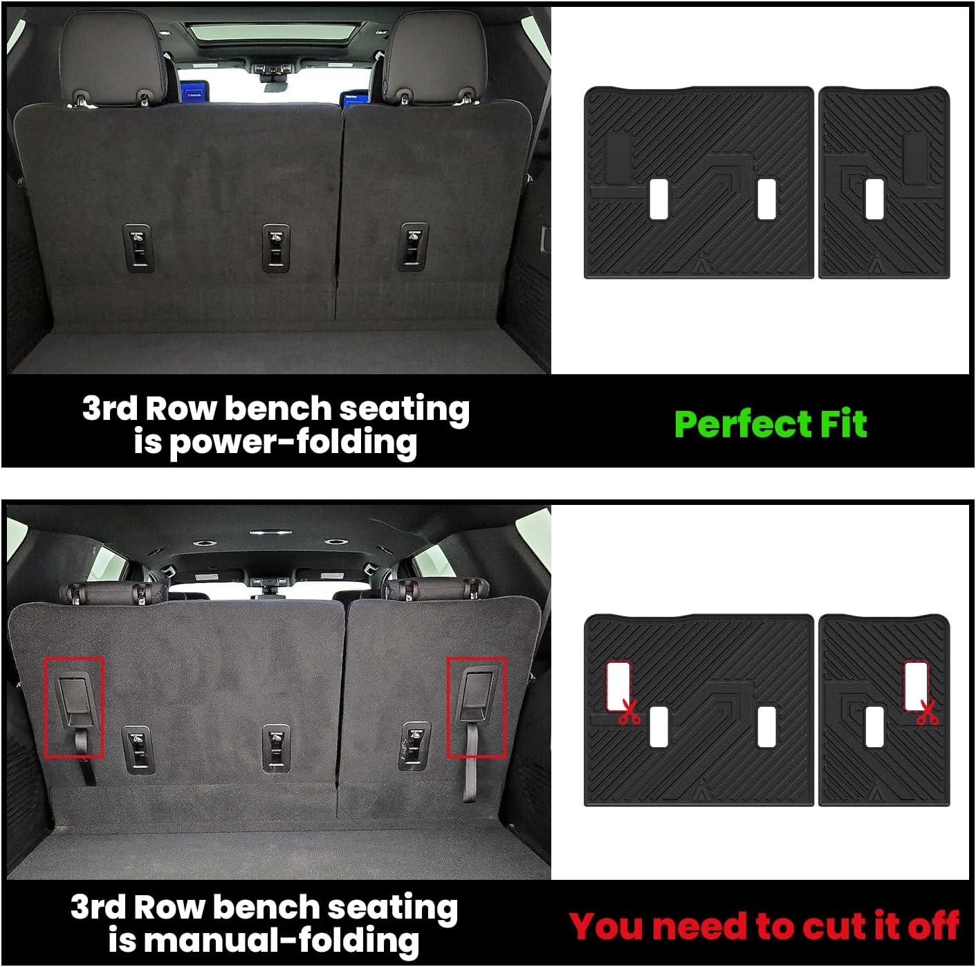 LASFIT Trunk Mat with 3rd Row Backrest Mat 2021-2026 for Chevrolet Chevy Suburban/GMC Yukon XL (Only Yukon XL, Not Fit Yukon)/Cadillac Escalade ESV (Only Escalade ESV, Not Fit Escalade)