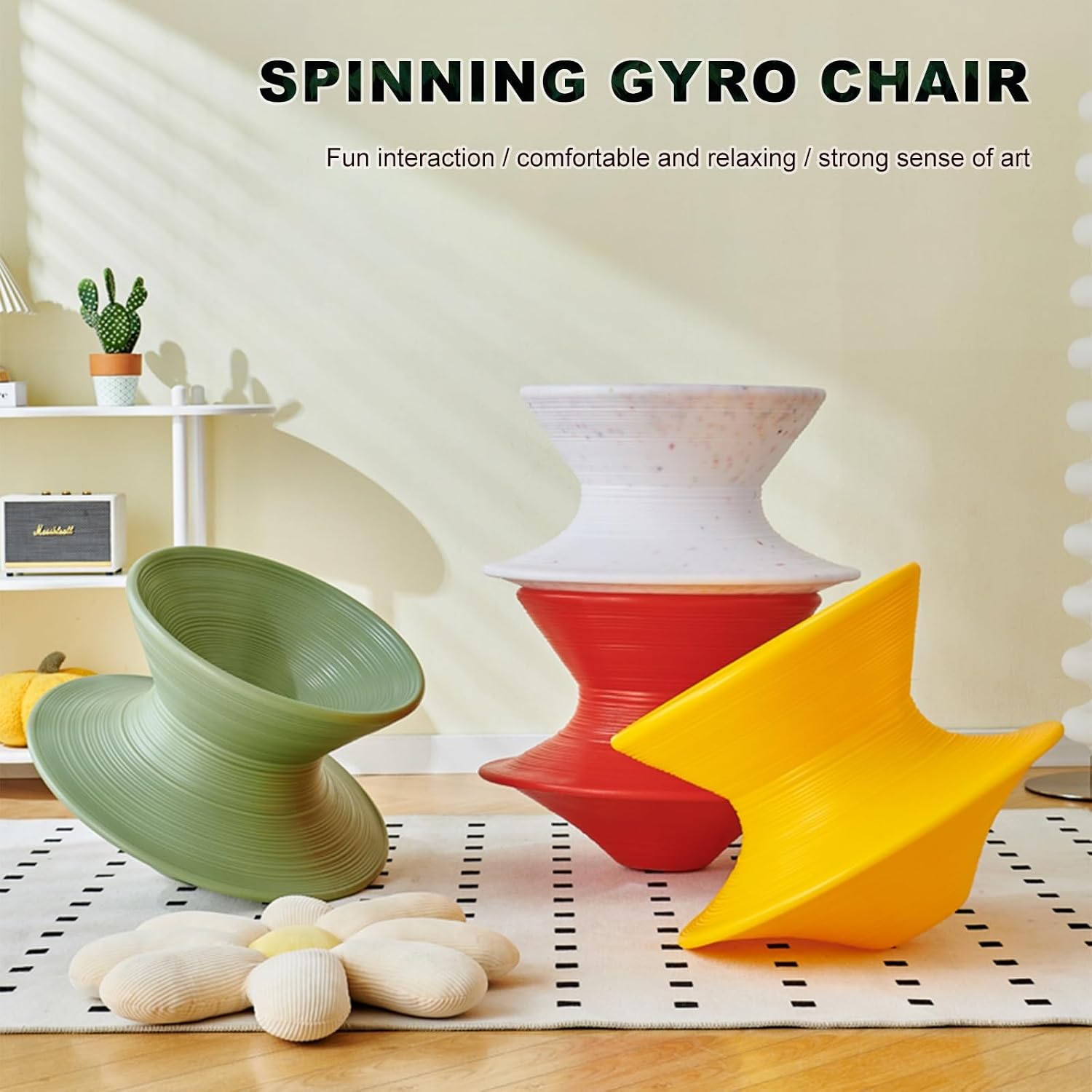 360° Swivel Gyro Chair, Autism Kids Swivel Chairs/Spinner Seat, One-Piece Molded Gyro Lounge Seat for Sense Training, Bedroom Living Room Camping Backyard Relaxation Chaise