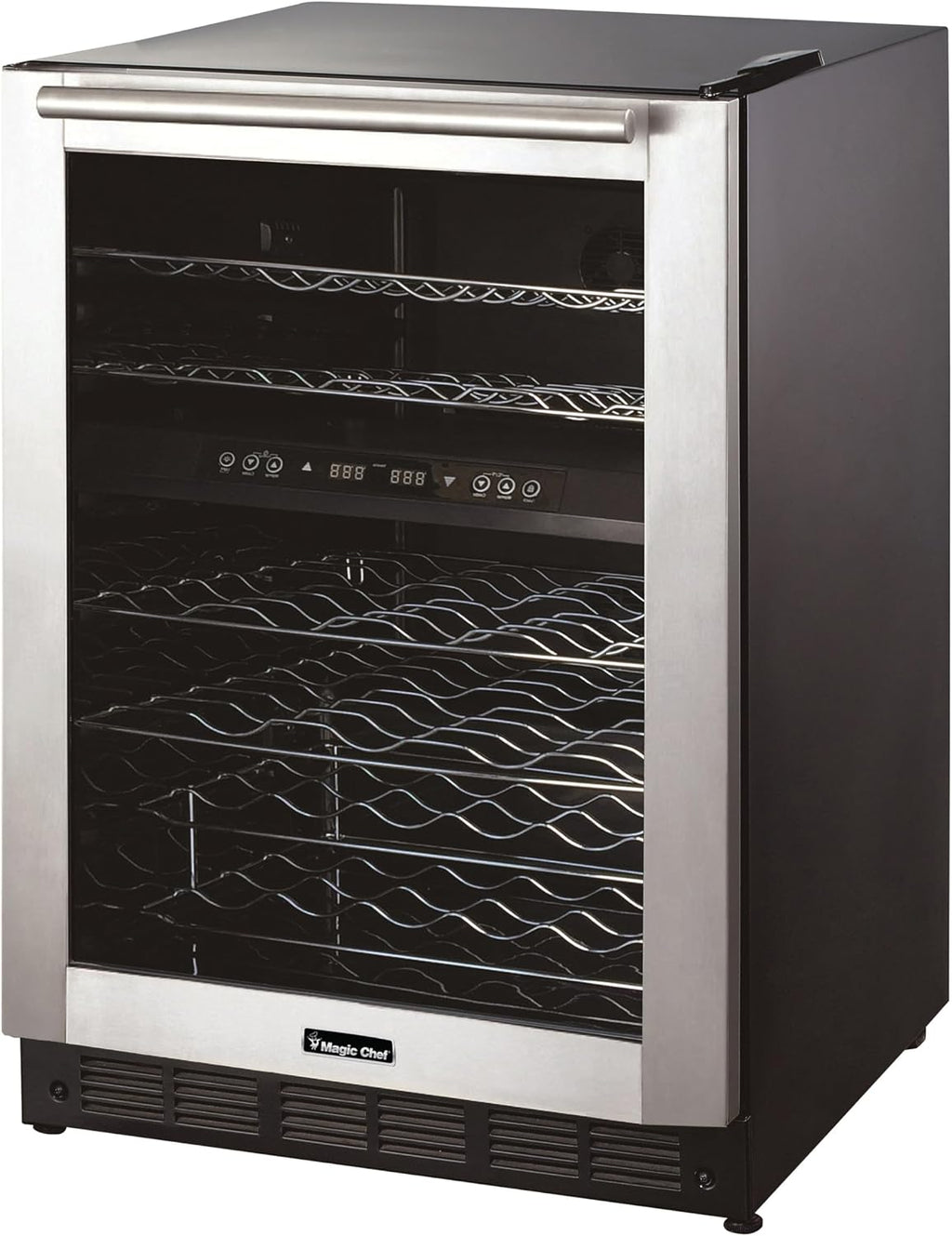 Magic Chef 24 in W 44 Bottle/140 Can Dual Zone Wine and Beverage in Stainless Steel