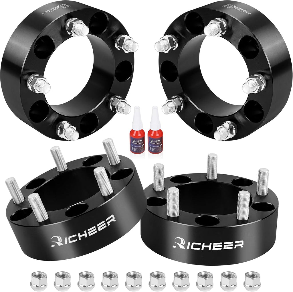 Richeer 5x5.5 Wheel Spacers for 2012-2018 Ram 1500, 4PCS 2 inch 5x139.7mm Forged Wheel Spacers, Center Bore 108mm with Studs M14X1.5 for Ram 1500