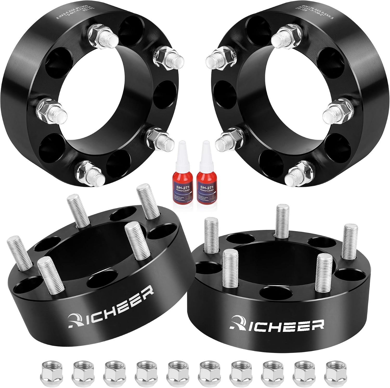 Richeer 5x5.5 Wheel Spacers for 2012-2018 Ram 1500, 4PCS 2 inch 5x139.7mm Forged Wheel Spacers, Center Bore 108mm with Studs M14X1.5 for Ram 1500