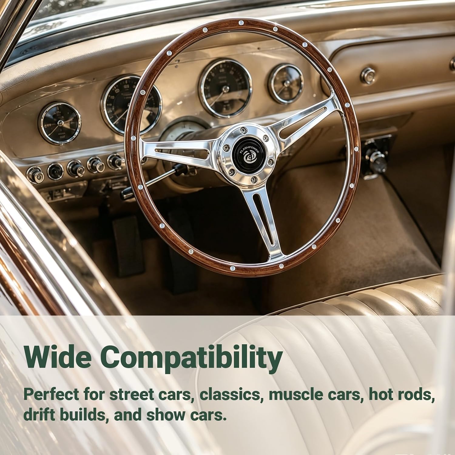 14'' Classic Wood Steering Wheel Riveted with Horn Button restoration
