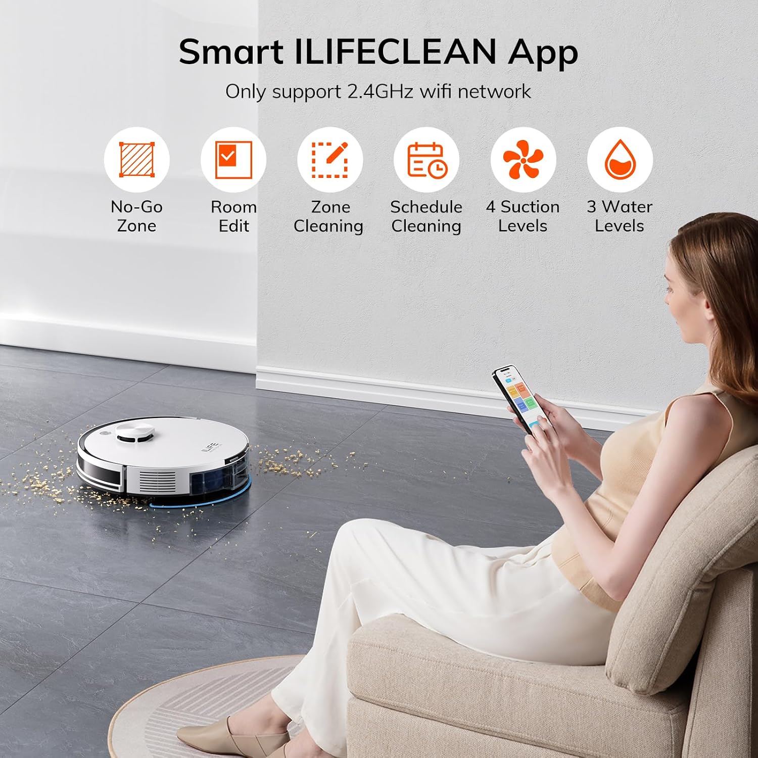 ILIFE A30 Pro Robot Vacuum and Mop Combo, Self Emptying Robot Vacuum Cleaner + Replacement Roller Brushes, 2 Pack Included