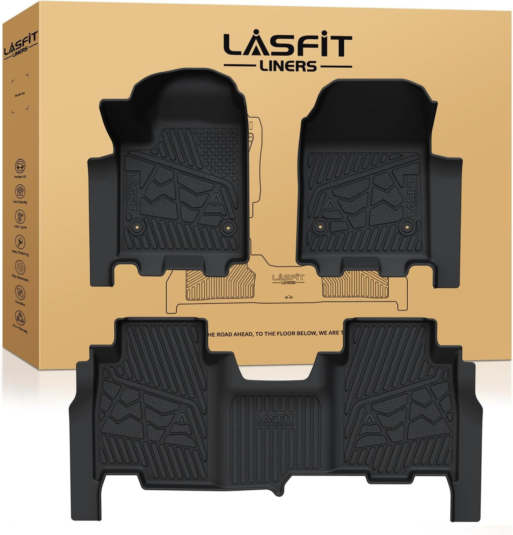 LASFIT Floor Mats for Chevrolet Chevy Silverado EV & GMC Sierra EV 2024-2026 (Fit Multi-Flex Midgate, Not Fit Without Multi-Flew Midgate), All Weather TPE Custom Fit Floor Liners