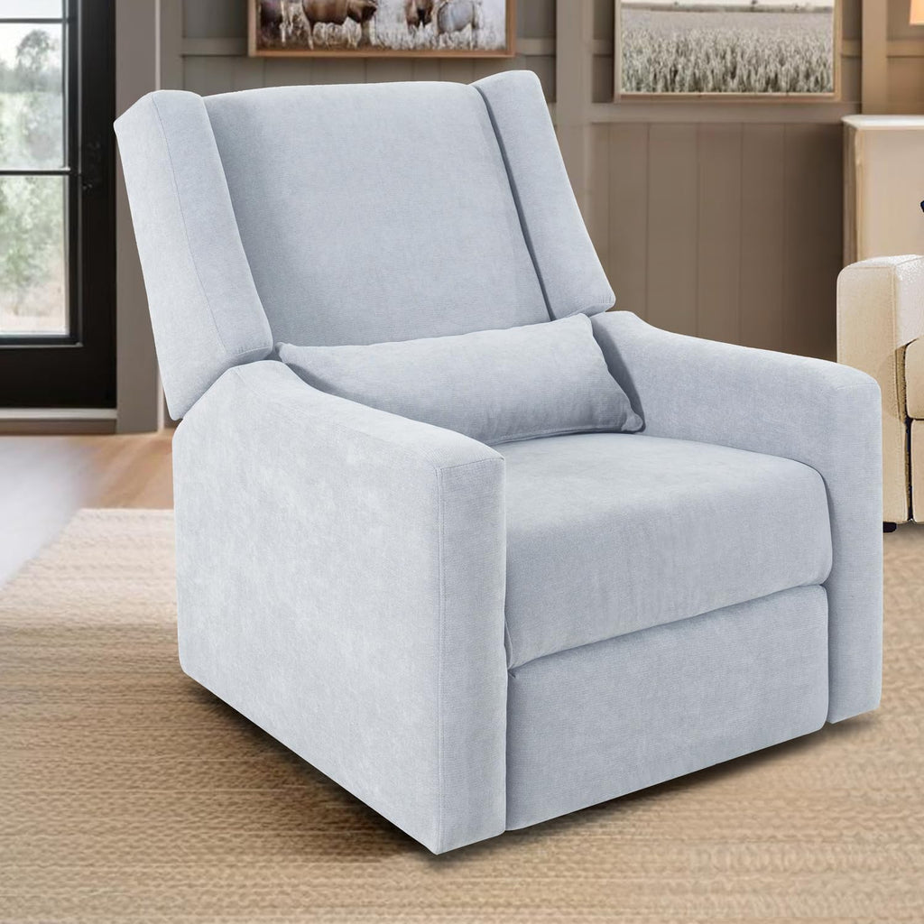 Naomi Home Tanya Luxury Motion Recliner Chair, Light Gray – Plush Upholstered Glider Rocker with USB Charging, Swivel, and Lumbar Support for Nursery Comfort, 275 lbs Capacity