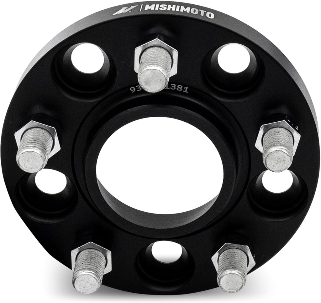 Mishimoto Wheel Spacers, 5x114.3, 64.1 Center Bore, M14x1.5, 15mm Thick, Black
