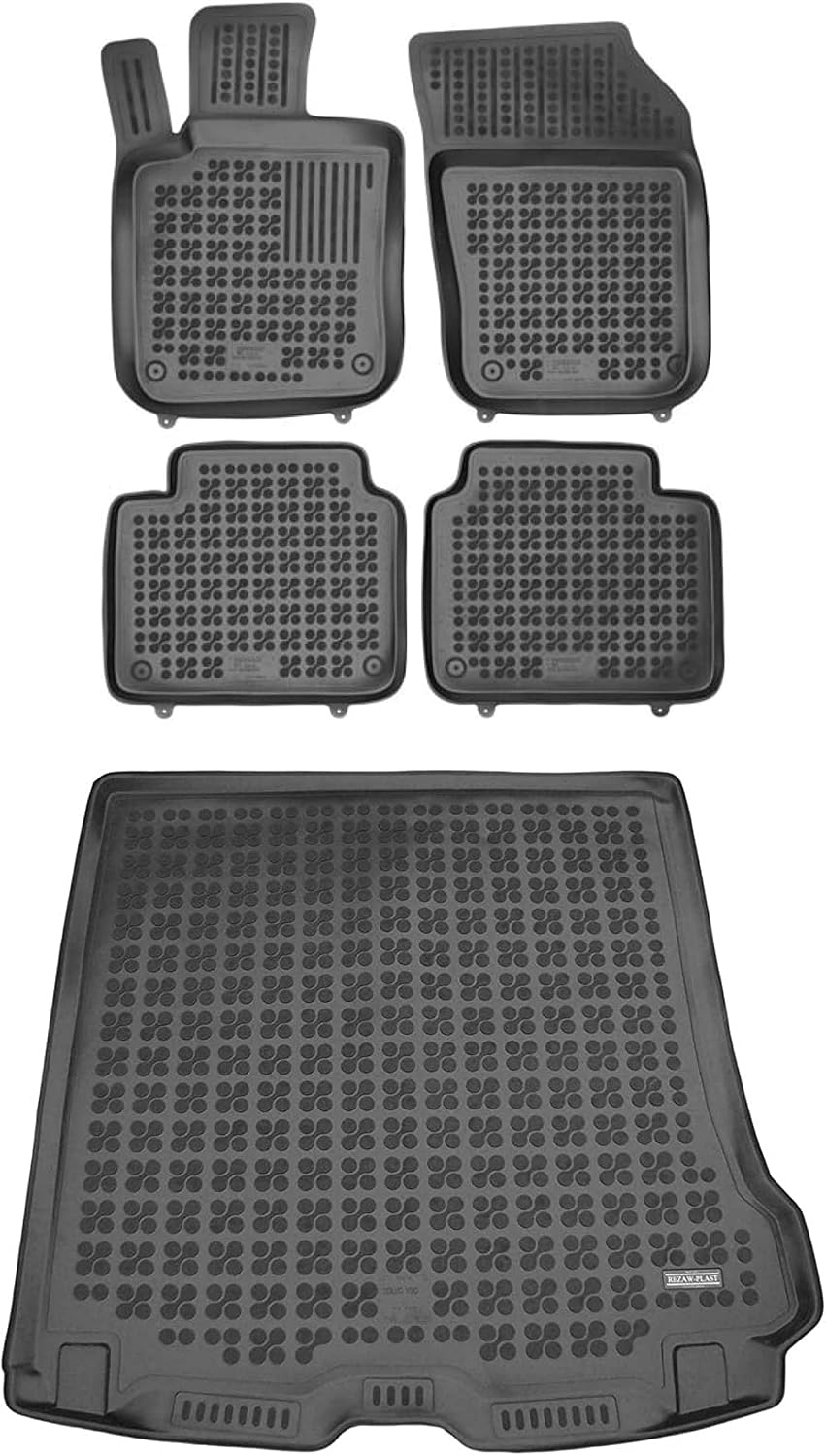 REZAW-PLAST Premium Floor Mats Set Compatible with Volvo V90 Cross Country 2017-2024 Automotive Floor Mats & Cargo Liners Tailored All Weather Custom Fit Car Accessories Black