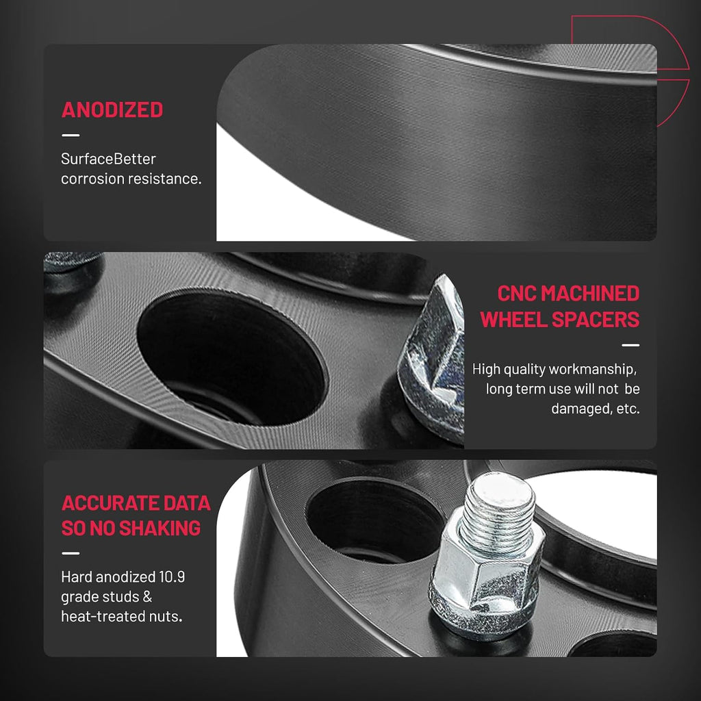 BDFHYK 6x139.7mm Wheel Spacers 1 inch 6x5.5 Hubcentric Wheel Spacer Compatible with 21-23 Bronco,11-23 Ranger, Forged 6 Lug Wheel Adapters M12x1.5 & 93.1mm Hub Bore, Set of 4