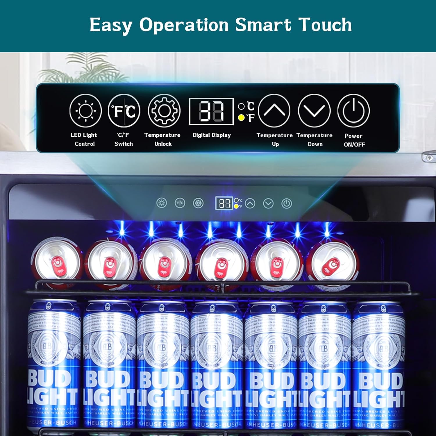 ORYMUSE 24' Outdoor Beverage Cooler Fridge - Undercounter Refrigerator, Stainless Steel Seamless Door - Holds 180 Cans, Powerful Cooling Compressor - Patio Kitchen, Commercial Use