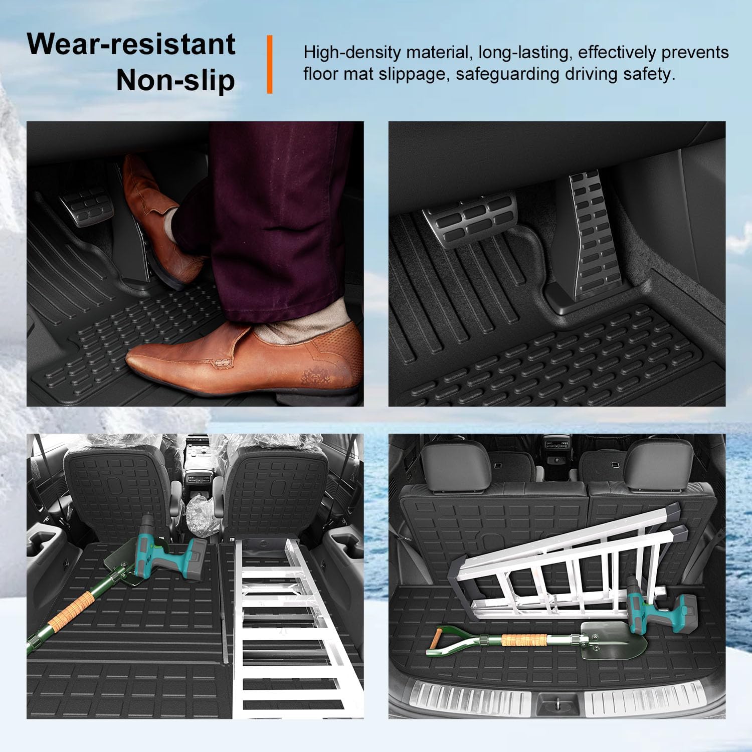 powoq Floor Mats Compatible with 2020-2025 Hyundai Palisade Trunk Mat Backrest Mat 7-Seat Cargo Liner Replacement for Hyundai Palisade Accessories (Trunk Backrest Mat+2nd Backrest Mat+Floor Mat)
