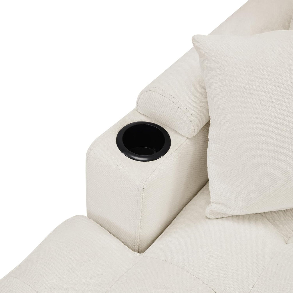 Merax 115.7' U-Shaped Chenille Sectional Sofa, 4 Seat Corner Couch Oversized with Built-in Cup Holders, 3 Pillows, Storage Space for Living Room, Beige
