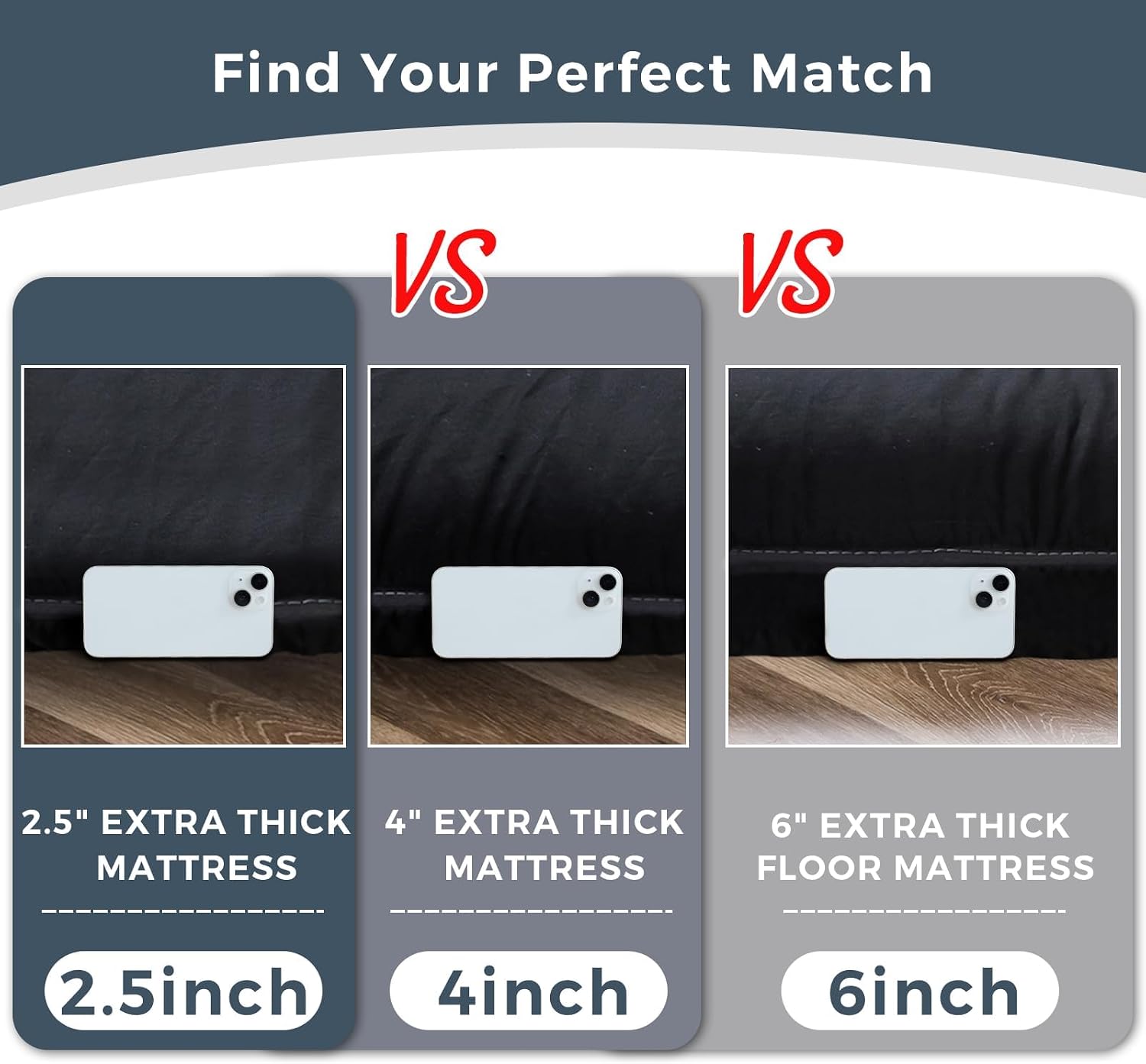 MAXYOYO 6' Extra Thick Japanese Floor Mattress Futon Mattress, Foldable Tatami Pad for Adults, Roll Up Floor Mat for Living Room Guest Room RV, Black, Full