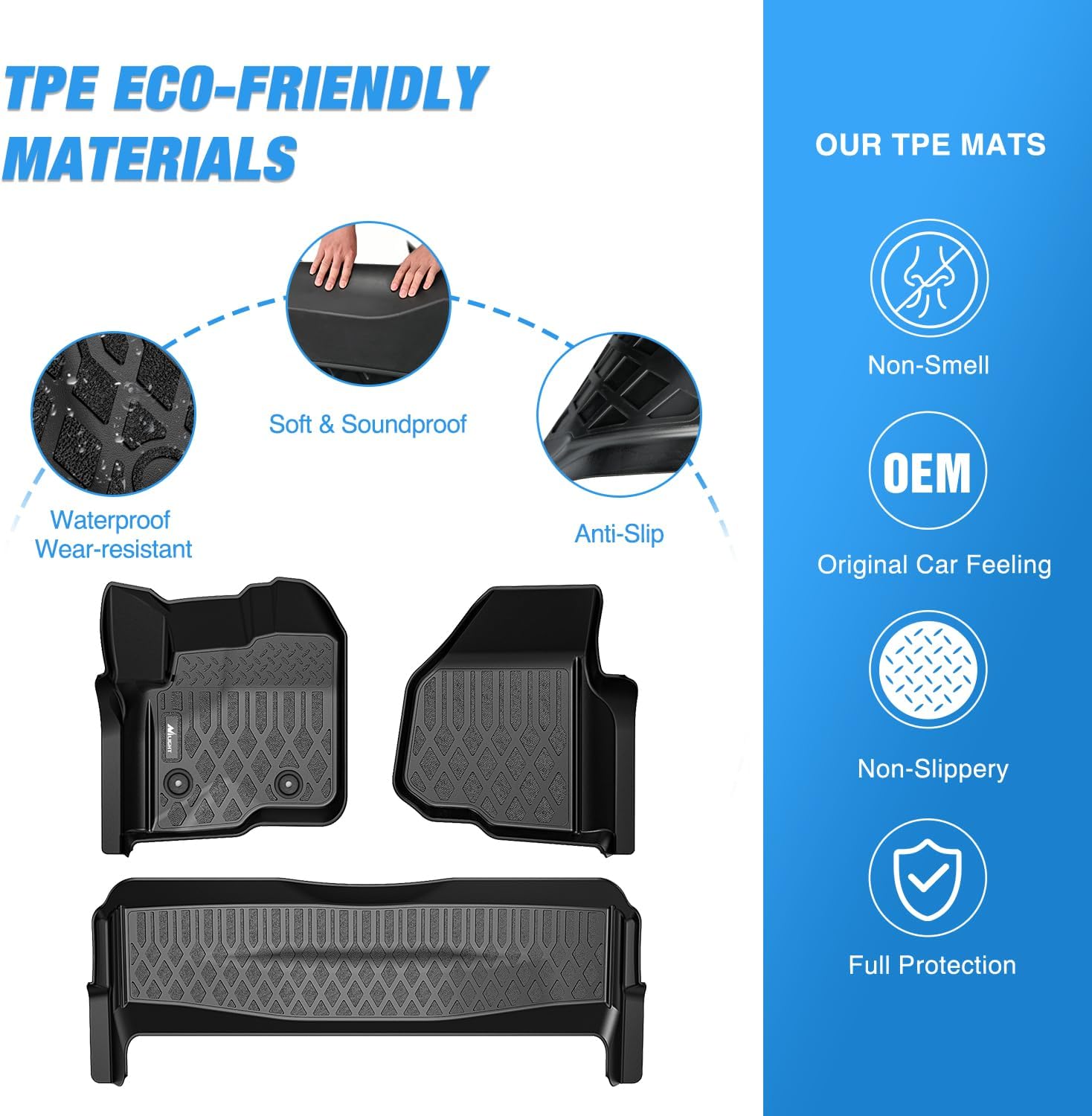 Nilight TPE Floor Mats for Ford F250 F350 F450 SuperCrew Crew Cab 2012 2013 2014 2015 2016 All Weather Custom Fit Heavy Duty Floor Liners