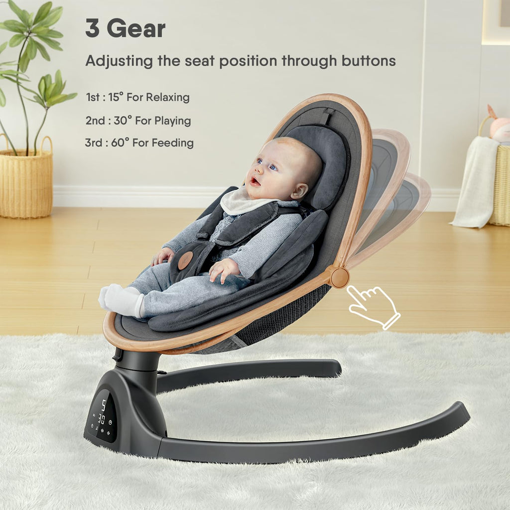 Baby Swings for Infants, Fasonbaby Bluetooth Infant Swing with Music Speaker with 3 Seat Positions, 5 Speeds and Remote Control - Portable Baby Swing for Indoor and Outdoor (Black)