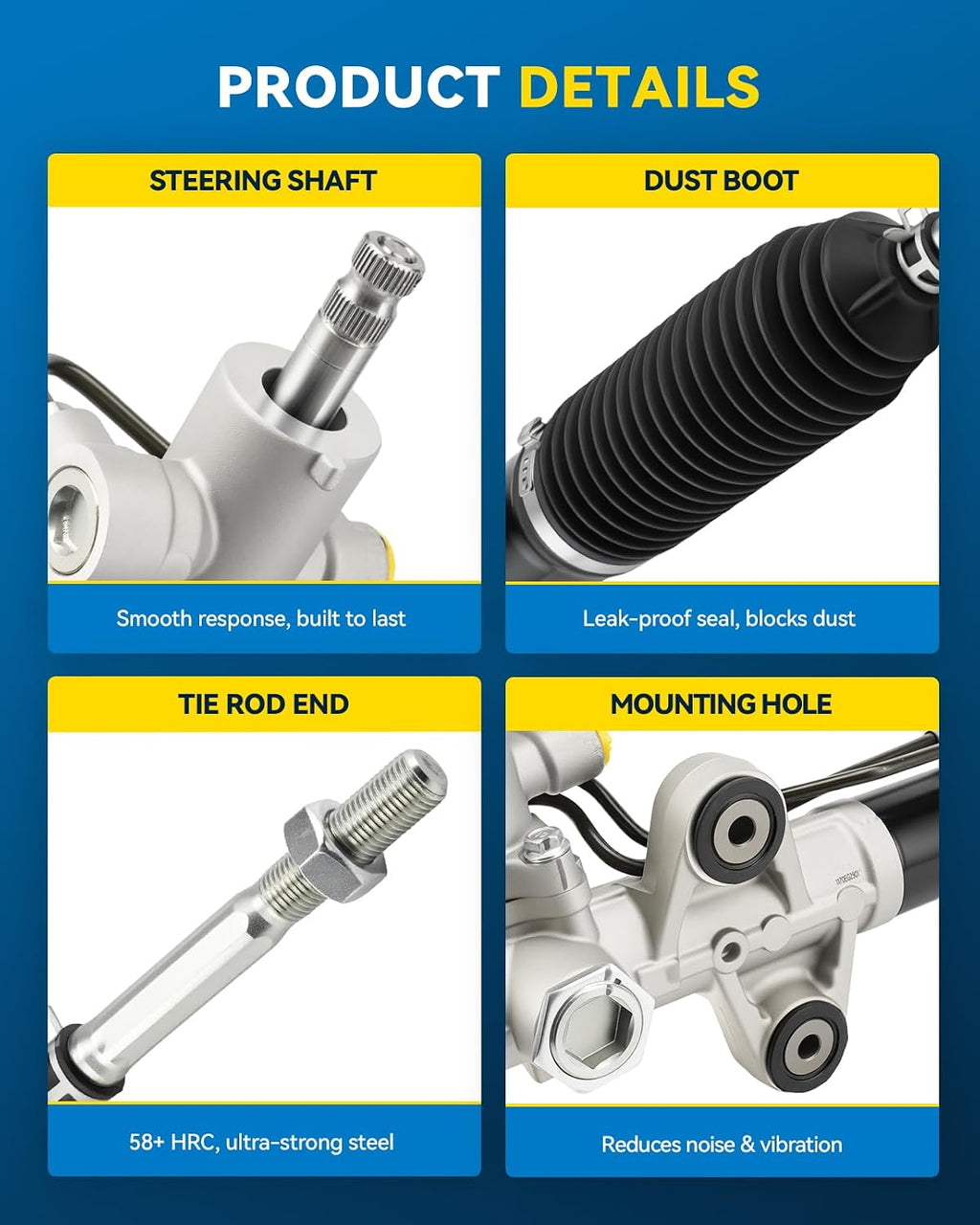PHILTOP Hydraulic Power Steering Rack & Pinion Kit for 2003 2004 2005 2006 MDX, with Outer Tie Rod Ends, Replace# 26-2722
