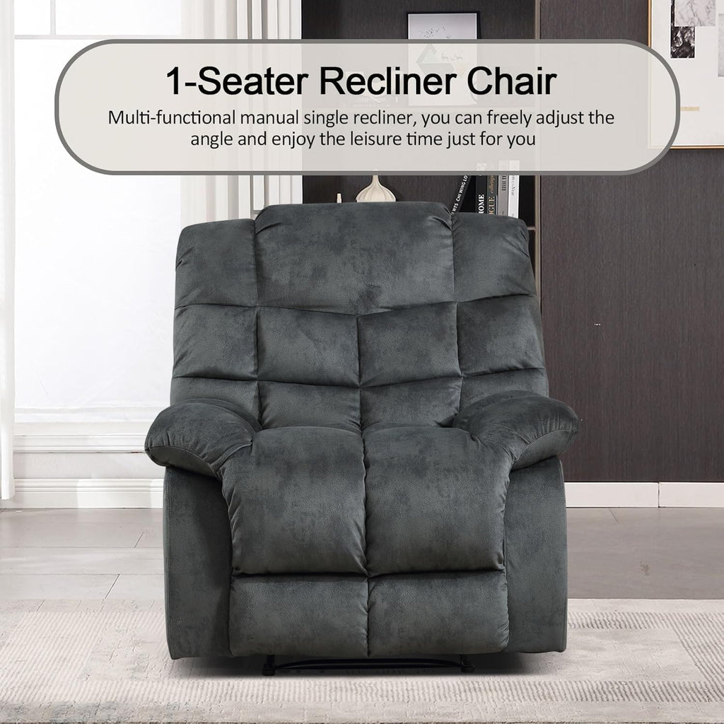 CANMOV Manual Reclining Sofa Set, 3 Pieces Recliner Sofa Set, Manual Recliner Chair, Reclining Loveseat and 3-Seat Sofa for Living Room, 3 Pieces Furniture Set, Grey (1+2+3)