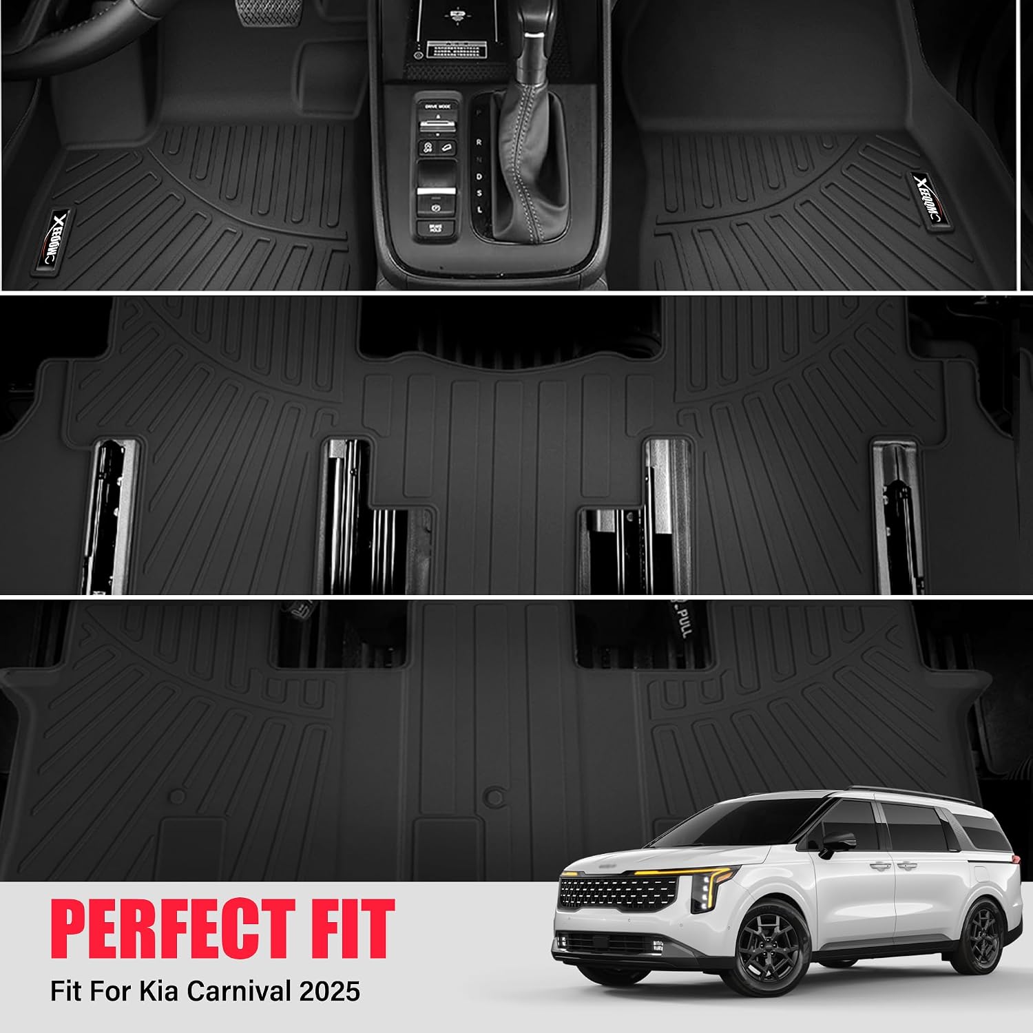 Floor Mats for 2025 2026 Kia Carnival MPV Hybrid 8 Seats (Not for Fuel) Trunk Mat with Backrest Mat All Weather TPE Rubber Floor Liner Set Cargo Liner for 2025 Kia Carnival MPV Hybrid Accessories