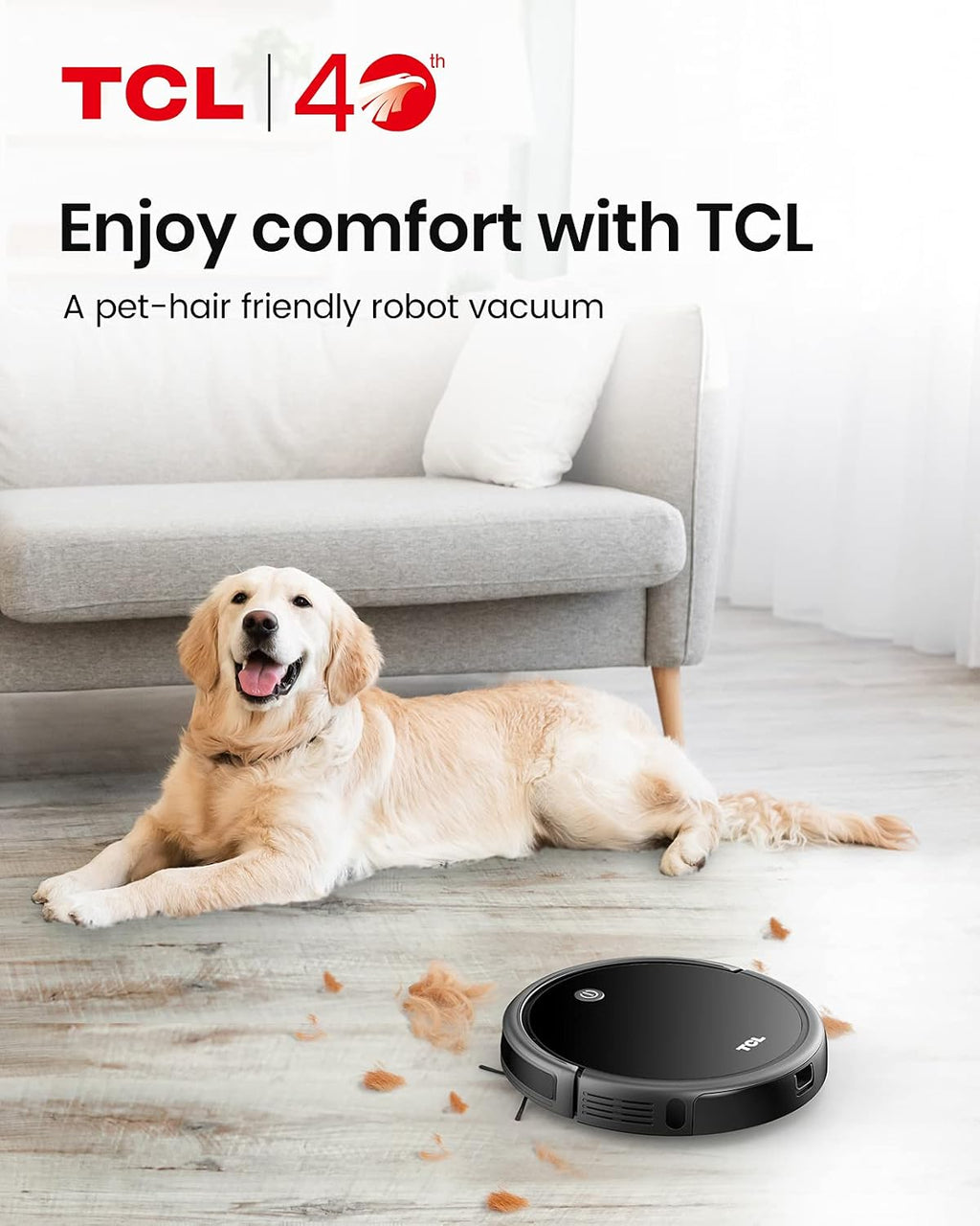 TCL Sweeva 2000 Robot Vacuum Cleaner Ultra Slim 2.76inch, 2000Pa Suction for Pet Hair, Hard Floor & Medium-Pile Carpets, 150mins Runtime, Washable Filter, WiFi & Alexa/Google Enabled