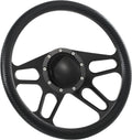 14'' Billet Half Wrap 9 Bolts Steering Wheel with 2'' Dish and Horn Button(Carbon Vinyl)