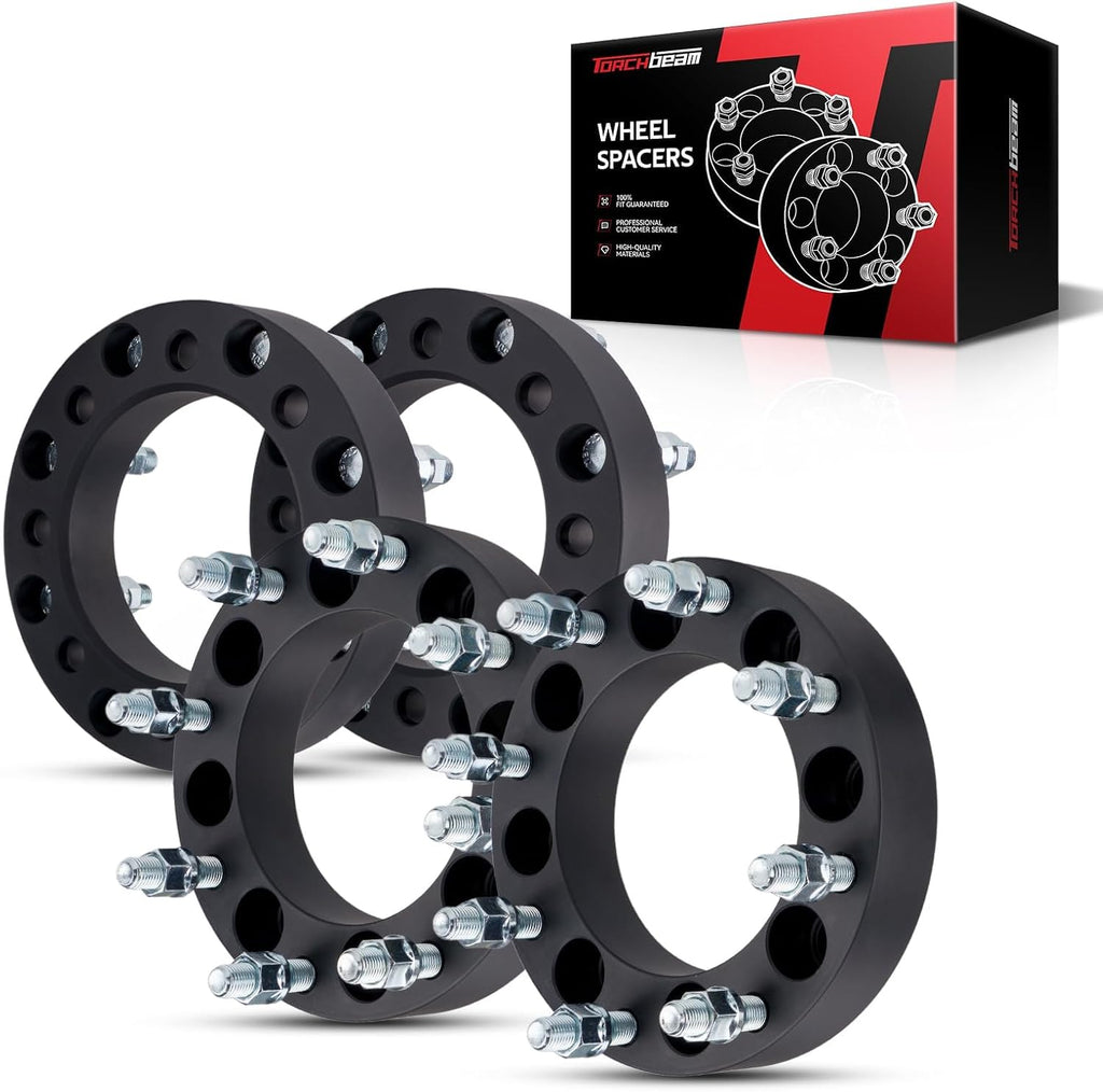Torchbeam 8x6.5 to 8x180 Wheel Adapters 1.5 inch, M14X1.5 Thread Pitch, 130mm Hub Bore for Silverado 2500 HD, Express 3500, Express 2500, K2500, Savana 2500, Silverado 2500, Change Bolt Partern, 4pcs