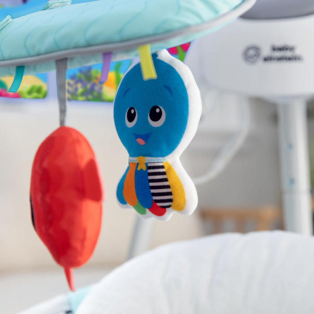 Baby Einstein Ocean Explorers Musical Compact, Lightweight Baby Swing, 6-Speed Multi-Direction, Vibrations, Music, Sounds, 0-9 Months - Grey