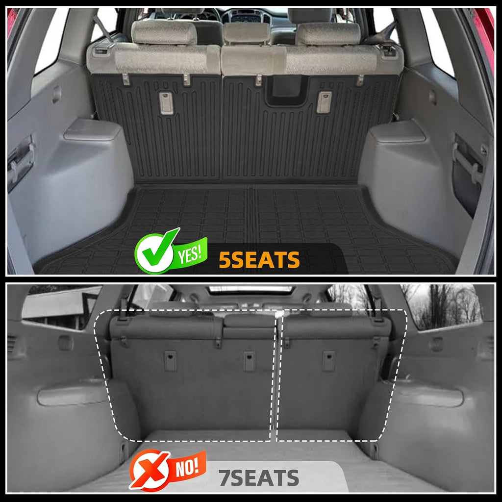 Floor Mats for Toyota Highlander 2001 2002 2003 2004 2005 2006 2007, NOT for with 3rd Row or Hybrid, ONLY 5seats, Floor Mats for Highlander Base Limited Sport,TPE Floor Liners&Seatback Mat&Cargo Liner