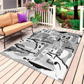 Torn Paper Outdoor Rug for Patio/Deck/Porch, Non-Slip Large Area Rug 4 x 6 Ft, Vintage Abstract Collage Newspaper Art Indoor Outdoor Rugs Washable Area Rugs, Reversible Camping Rug Carpet Runner