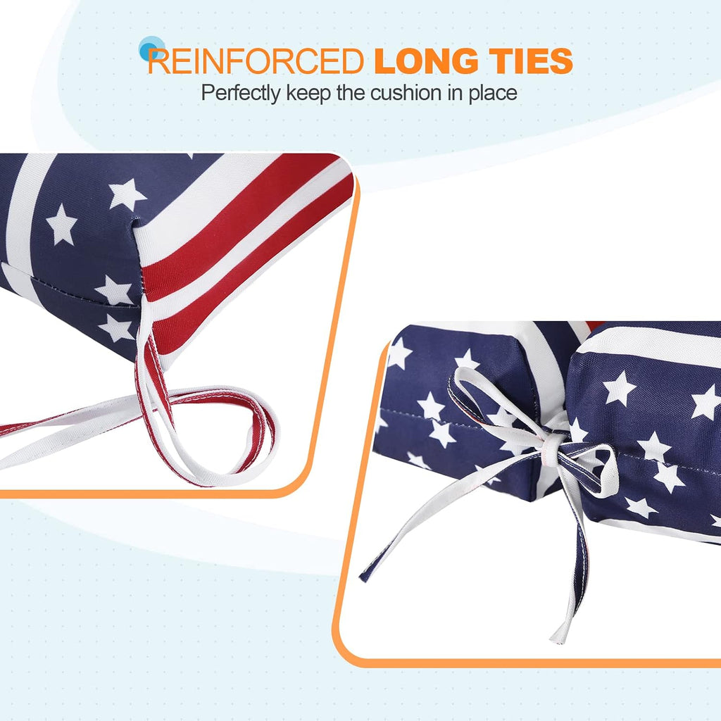 EAGLE PEAK Tufted Outdoor/Indoor Seat/Back Chair Cushions, 2 Pack, 42'' x 21'', American Flag