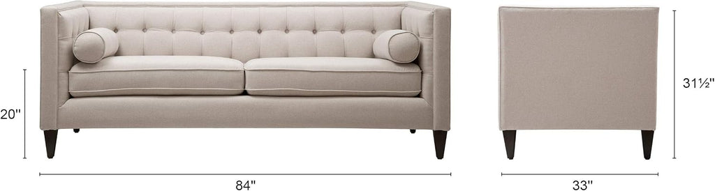 Jennifer Taylor Home Jack 84' Modern Tuxedo Tufted Sofa, Sky Neutral Beige Polyester