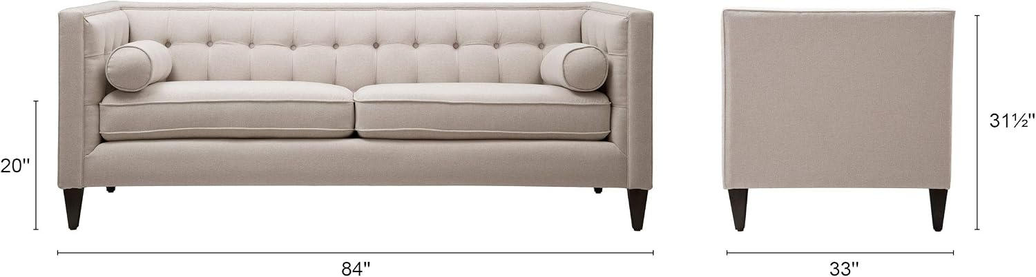 Jennifer Taylor Home Jack 84' Modern Tuxedo Tufted Sofa, Sky Neutral Beige Polyester