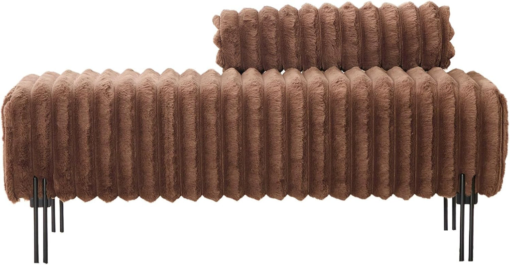 NIOIIKIT 49.6' Modern Loveseat Sofa Couch, Upholstered Accent Sofa with Golden Legs and Adjustable Backrest, Small Faux Fur Couches for Bedroom, Living Room, Compact Small Space (Brown)