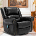 Manual Massage Swivel Rocker Recliner with Heat and Vibration, 360° Swivel Glider Rocking Recliner Chair, Classic Living Room Lounge Recliners with Side Pockets & USB Ports, Black