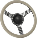 14'' Billet Banjo Half Wrap Steering Wheel with 9 Bolts 2'' Dish and Horn Button (Tan)