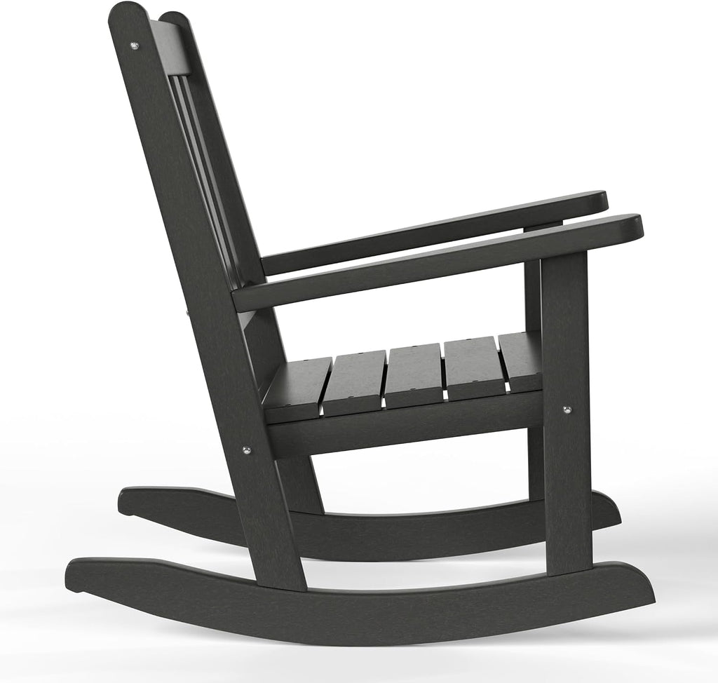 WestinTrends Malibu 3-Piece Kids Outdoor Rocking Chairs Set with Kids Square Side Table, Gray