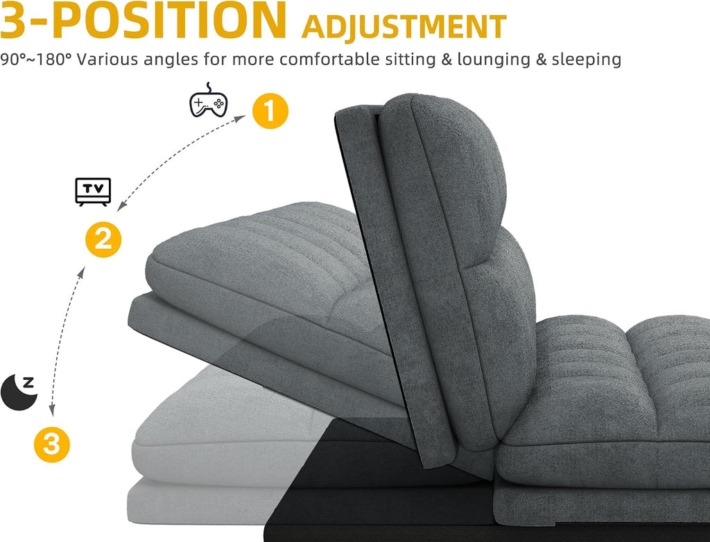 YITAHOME Convertible Futon Sofa Bed, 70' Folding Futon Set for Living Room Home Office Aprtment, Modern Futon Couch with Adjustable Backrest & Armrests, Recliner Lounge, Loveseat Sofa