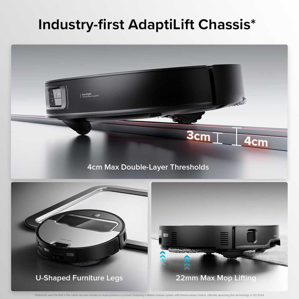 roborock Saros Z70 Robot Vacuum and Mop, OmniGrip Arm, AI-Powered, 22,000Pa Suction, 3.14'' Ultra Slim, FlexiArm Riser Technology, AdaptiLift Chassis, Obstacle Avoidance, Auto Mop Washing & Drying