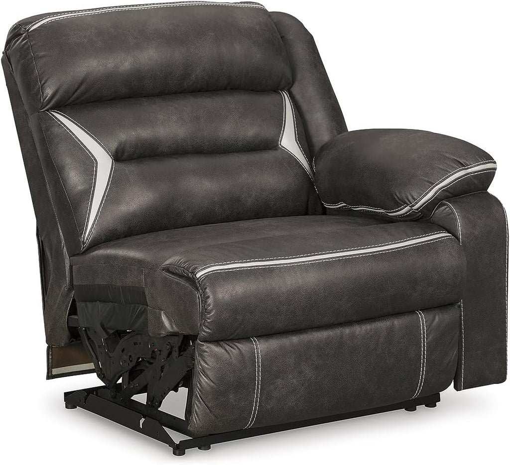 Signature Design by Ashley Kincord Sectional Sofa with Power Recliners, Zero Wall Modern Sectionals in Faux Leather for Living Room Seating, Black Leather