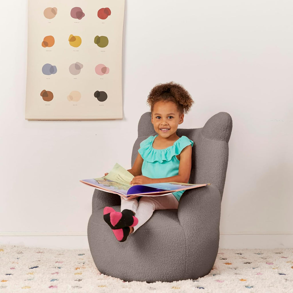 ECR4Kids Teddy Bear Sherpa Toddler Chair, 14in Seat Height, Kids Furniture, Grey