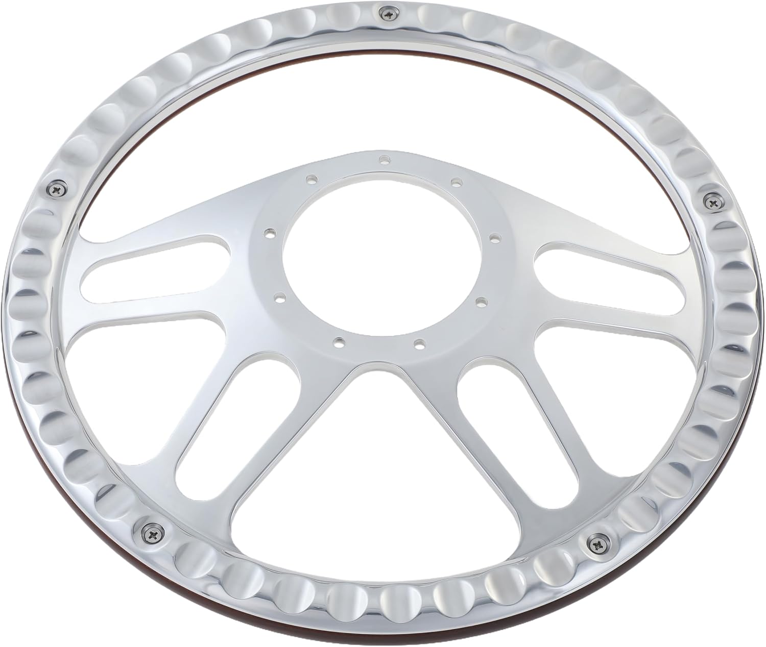 14'' Billet 4-Slot Half Wrap 9 Bolts Steering Wheel with 2'' Dish and Horn Button Compatible with Chevy, Ford, GM (Black)