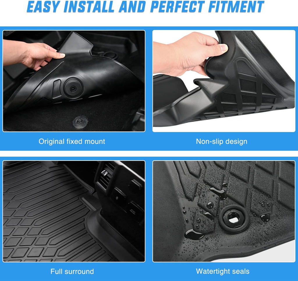 Nilight TPE Floor Mats for Ford F-150 F150 Lightning SuperCrew Cab Bucket Seats 2015 2016 2017 2018 2019 2020 2021 2022 2023 2024 2025 2026 All Weather Custom Fit Heavy Duty Floor Liners
