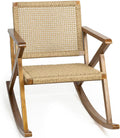TeakCraft Teak Rocking Chair with Rattan Seat for Adults, Indoor & Outdoor Rocking Chair, Accent Chair, Durable for Patio, Porch, Garden, Living Room, Nursery, Balcony, All Season, The Alinda