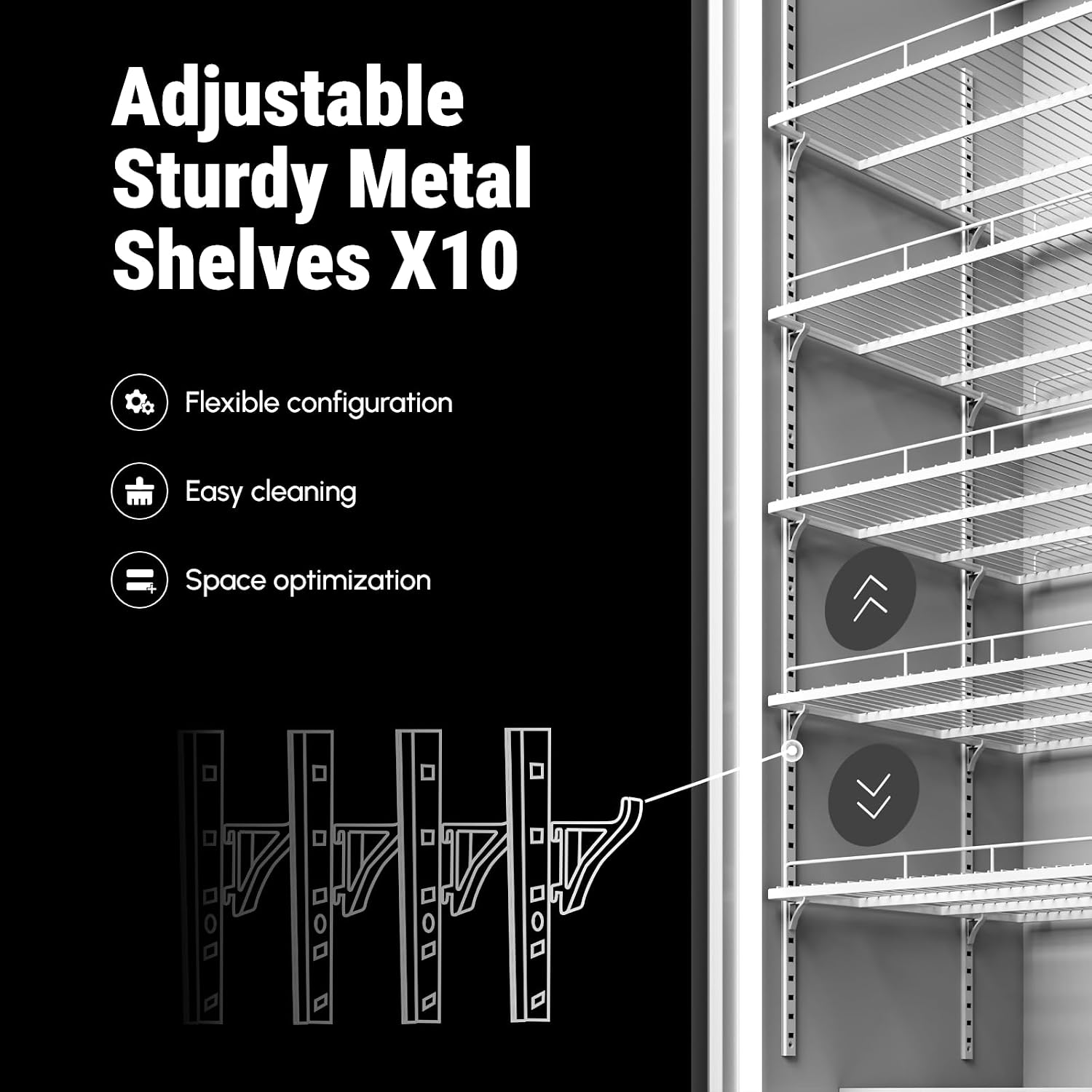 Yeego Commercial Refrigerators - 27.1 Cu.Ft 2 Glass Doors Commercial Beverage Refrigerator with LED Light & Adjustable Shelves, 32-50°F Commercial Cooler for Stores Bakery Bar Offices Restaurants