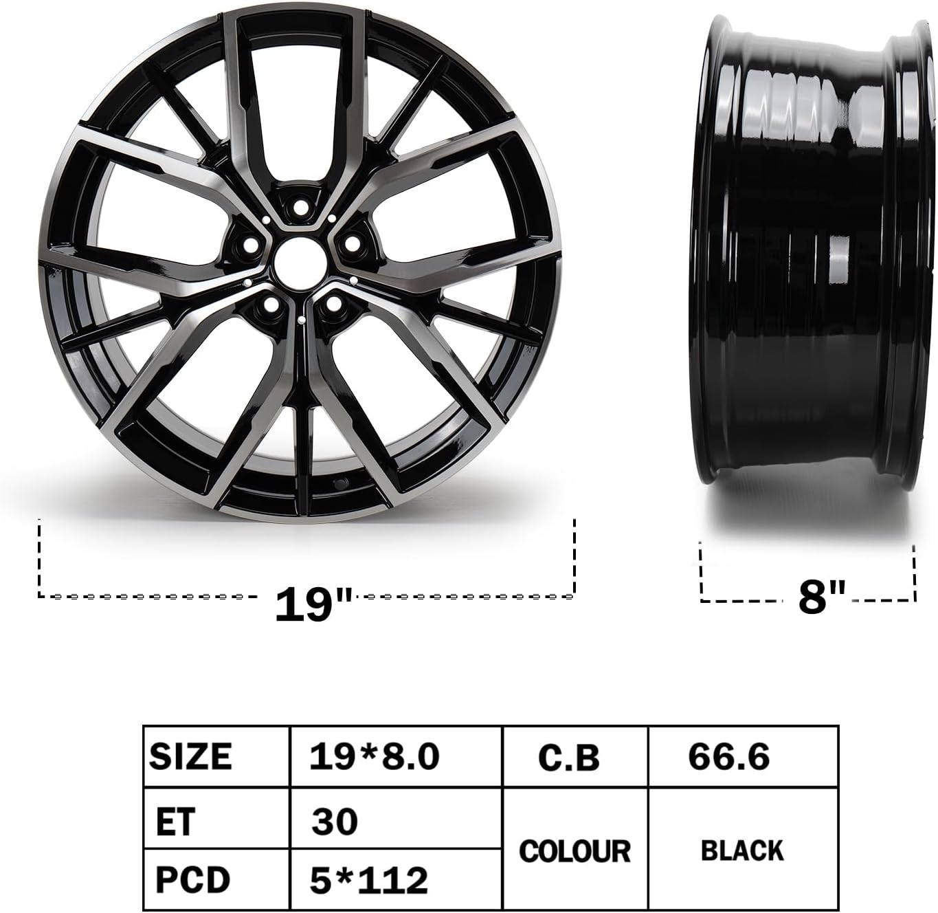 New 19'' x 8' Aluminum Alloy Wheel Rim Compatible with 2019 2020 2021 2022 2023 BMW 530i 530e 540i M550i, Front Wheel Replacement, OE Direct Fit Replacement Rim