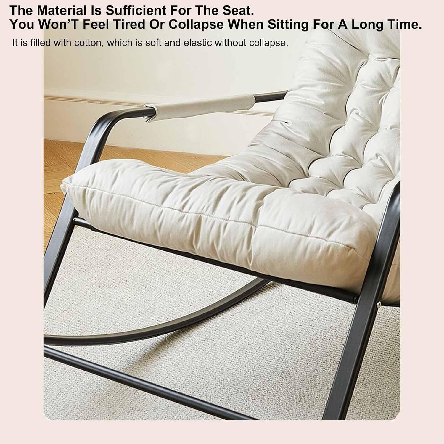 Patio Rocking Chairs, Egg Chair Outdoor, Indoor Papasan Chair, Upholstered Glider Rocker Chair, Modern Rocking Chair, Comfy Side Chair for Living Room Bedroom Garden,Gray