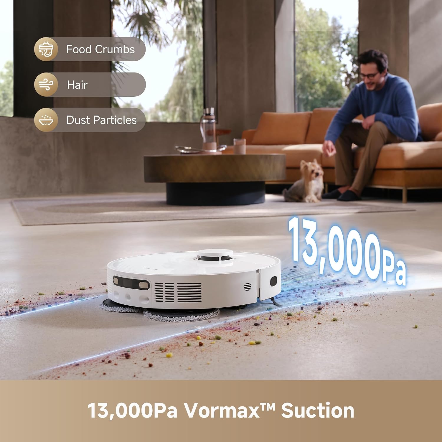 DREAME Govac 401 Robot Vacuum and Mop Combo, 100 Days Self-Emptying Robotic Vacuum, 15,000Pa Suction, Auto Mop Wash & Heat Dry, 10.5mm Auto-Lift Robot Vacuum Cleaner for Pet Hair/Carpet/Hard Floor