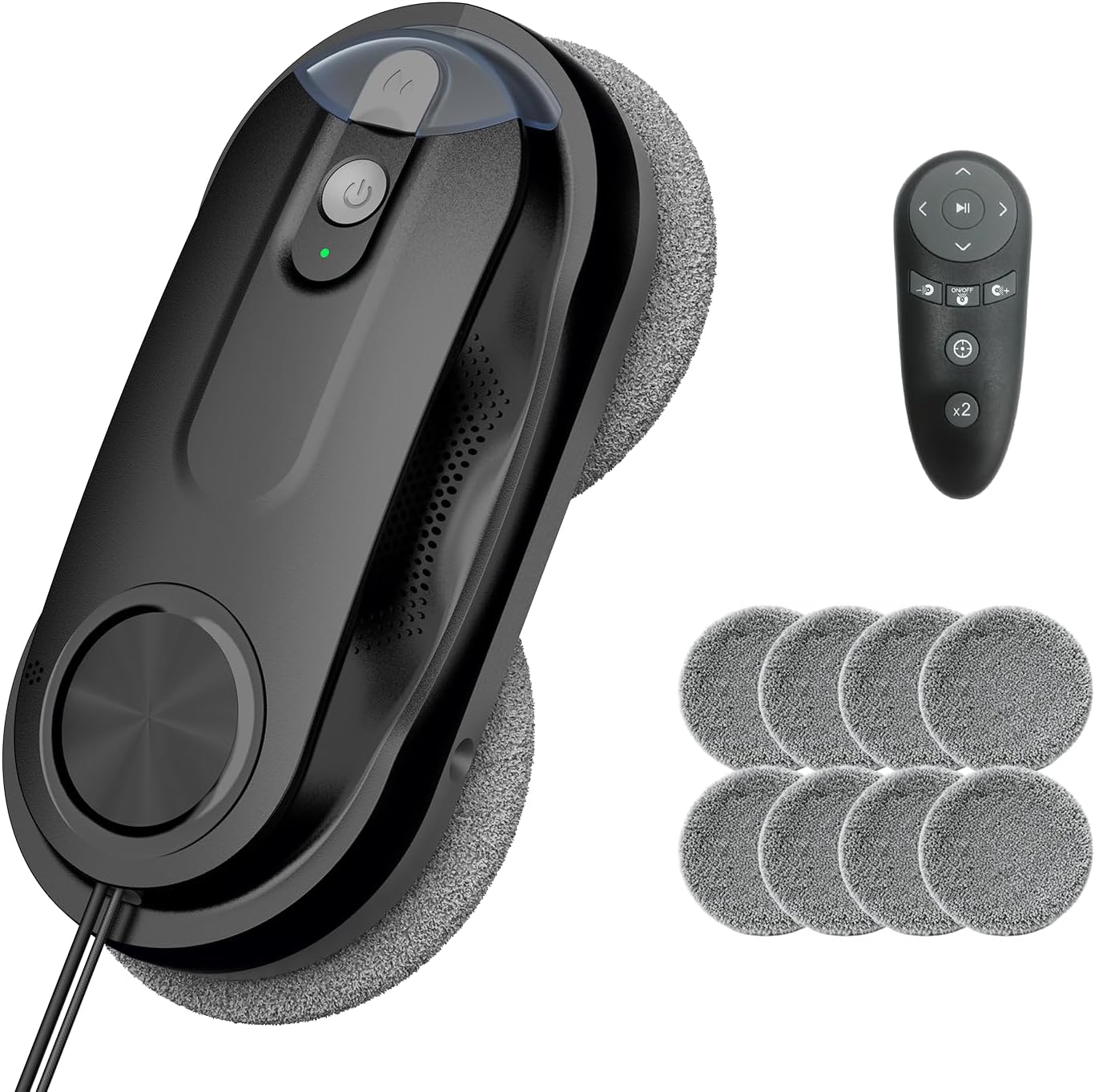 KKI Window Cleaning Robot, Automatic Window Cleaner Robot, Dual Spray, Max 3200Pa, AI Path Planning & Edge Detection, Remote Control for High-Rise Windows, Glass,Door,10xCloths, X3