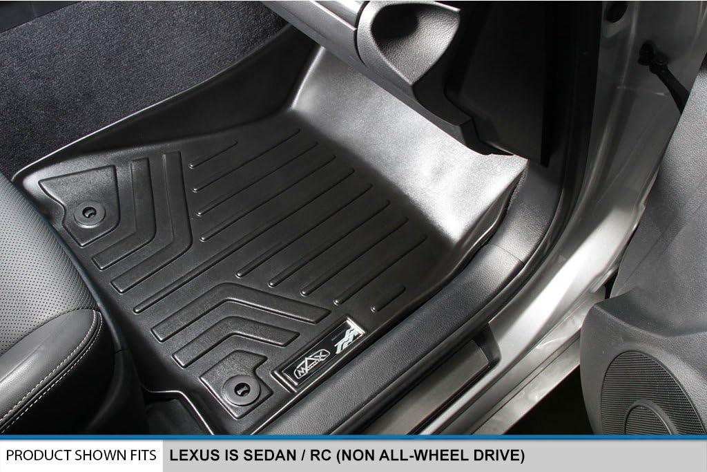 MAXLINER Floor Mats 2 Rows and Cargo Liner Set Black for 2014-2019 Lexus IS Sedan Rear Wheel Drive Only